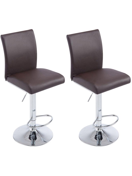 Juego de 2 taburetes de bar Colonia piel sintética cromado, marrón