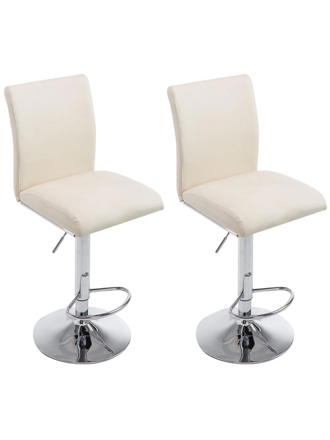 Juego de 2 taburetes de bar Colonia piel sintética cromado, crema