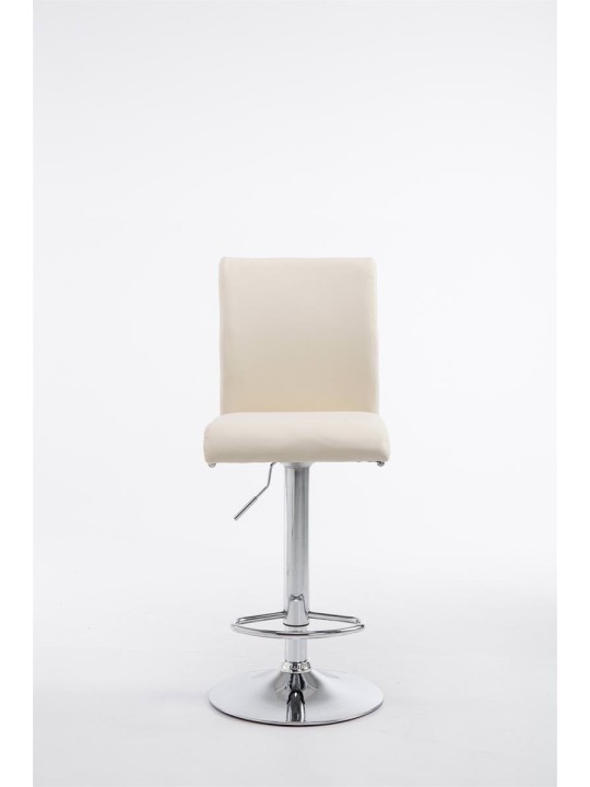 Juego de 2 taburetes de bar Colonia piel sintética cromado, crema