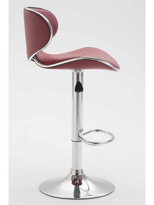 Juego de 2 taburetes de bar Las Vegas V2 polipiel cromado, burdeos