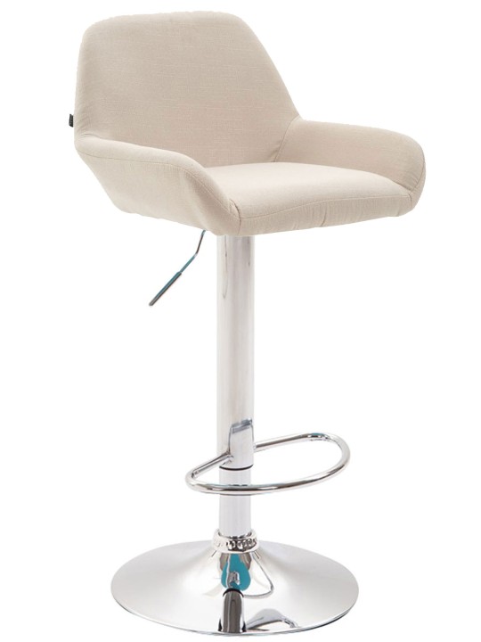 Taburete de bar Braga tela cromo, crema