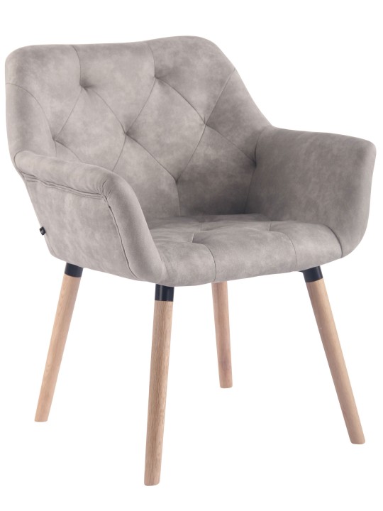 Silla de comedor Cassidy vintage piel sintética natural, gris