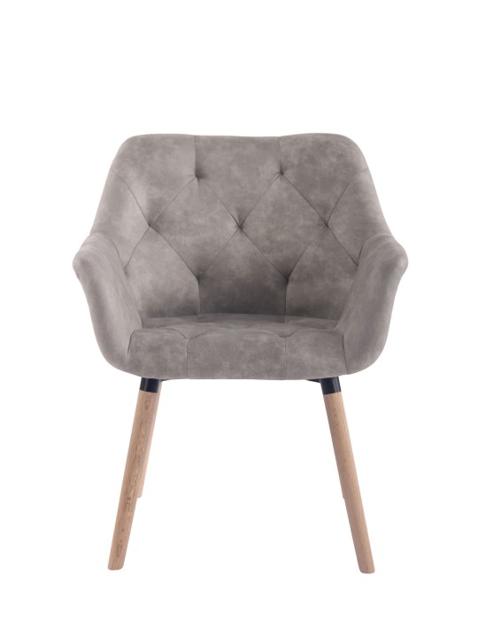 Silla de comedor Cassidy vintage piel sintética natural, gris