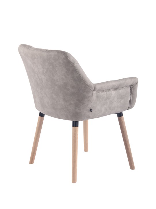 Silla de comedor Cassidy vintage piel sintética natural, gris