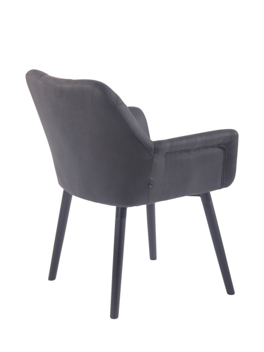 Silla de comedor Cassidy vintage piel sintética, negro