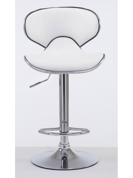 Juego de 2 taburetes de bar Las Vegas V2 polipiel cromado, blanco