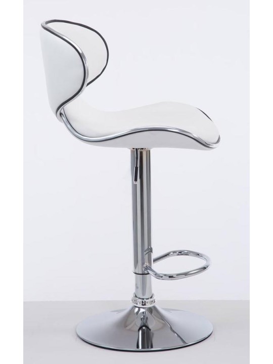 Juego de 2 taburetes de bar Las Vegas V2 polipiel cromado, blanco