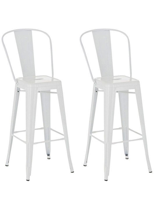 Juego de 2 taburetes de bar Aiden, blanco