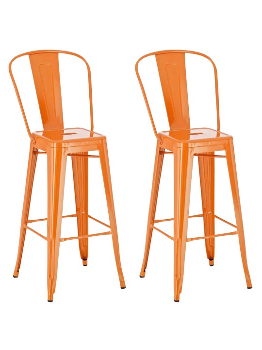 Juego de 2 taburetes de bar Aiden, naranja Juego de 2 taburetes de bar Aiden, naranja
