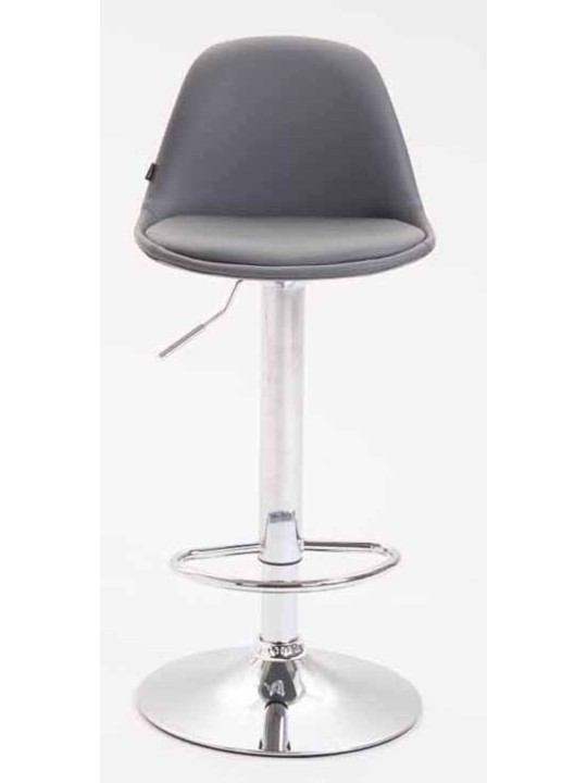 Juego de 2 taburetes de bar Kiel totalmente tapizados en polipiel cromado, gris Juego de 2 taburetes de bar Kiel totalmente tapizados en polipiel cromado, gris