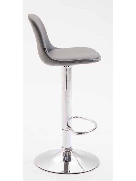 Juego de 2 taburetes de bar Kiel totalmente tapizados en polipiel cromado, gris Juego de 2 taburetes de bar Kiel totalmente tapizados en polipiel cromado, gris