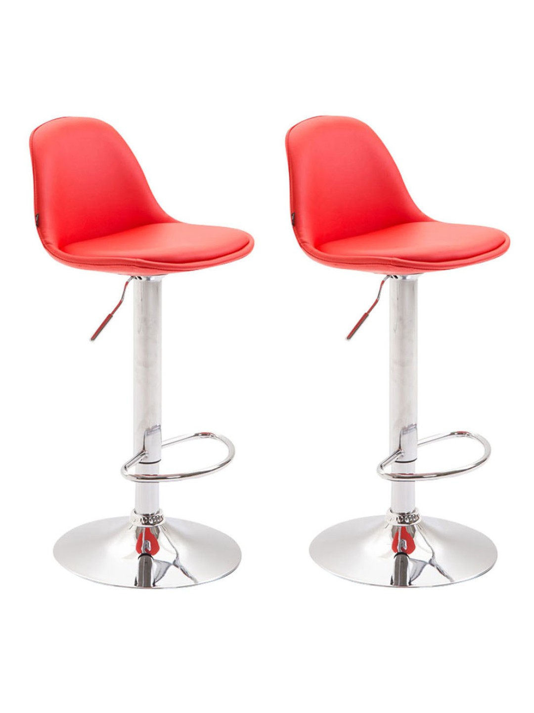 Juego de 2 taburetes de bar Kiel totalmente tapizados en polipiel cromado, rojo