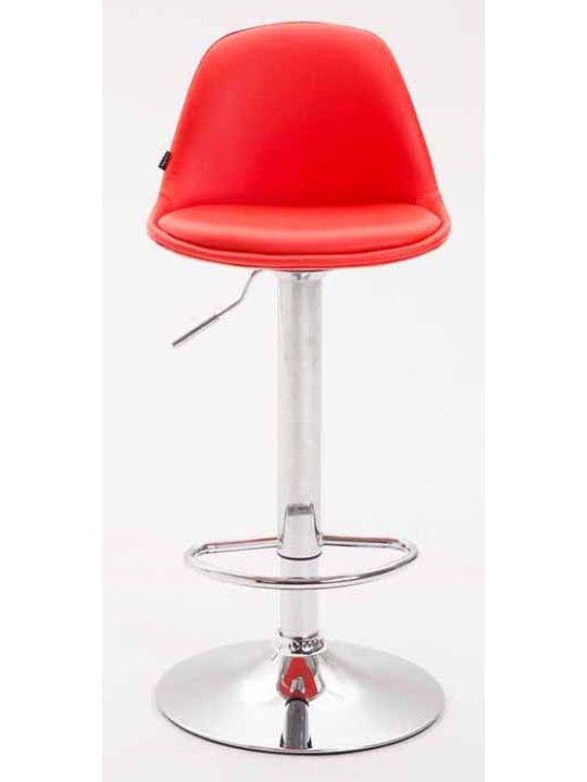 Juego de 2 taburetes de bar Kiel totalmente tapizados en polipiel cromado, rojo Juego de 2 taburetes de bar Kiel totalmente tapizados en polipiel cromado, rojo