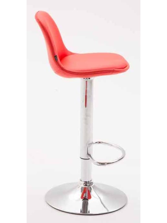 Juego de 2 taburetes de bar Kiel totalmente tapizados en polipiel cromado, rojo Juego de 2 taburetes de bar Kiel totalmente tapizados en polipiel cromado, rojo