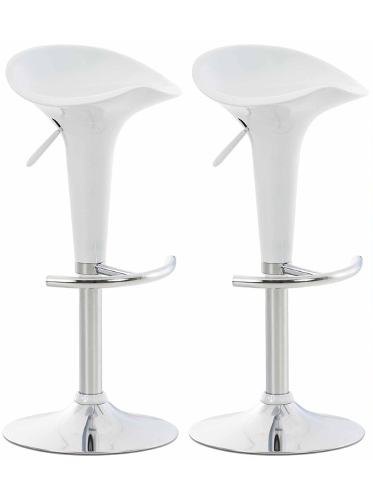 Juego de 2 taburetes de bar Saddle, blanco Juego de 2 taburetes de bar Saddle, blanco