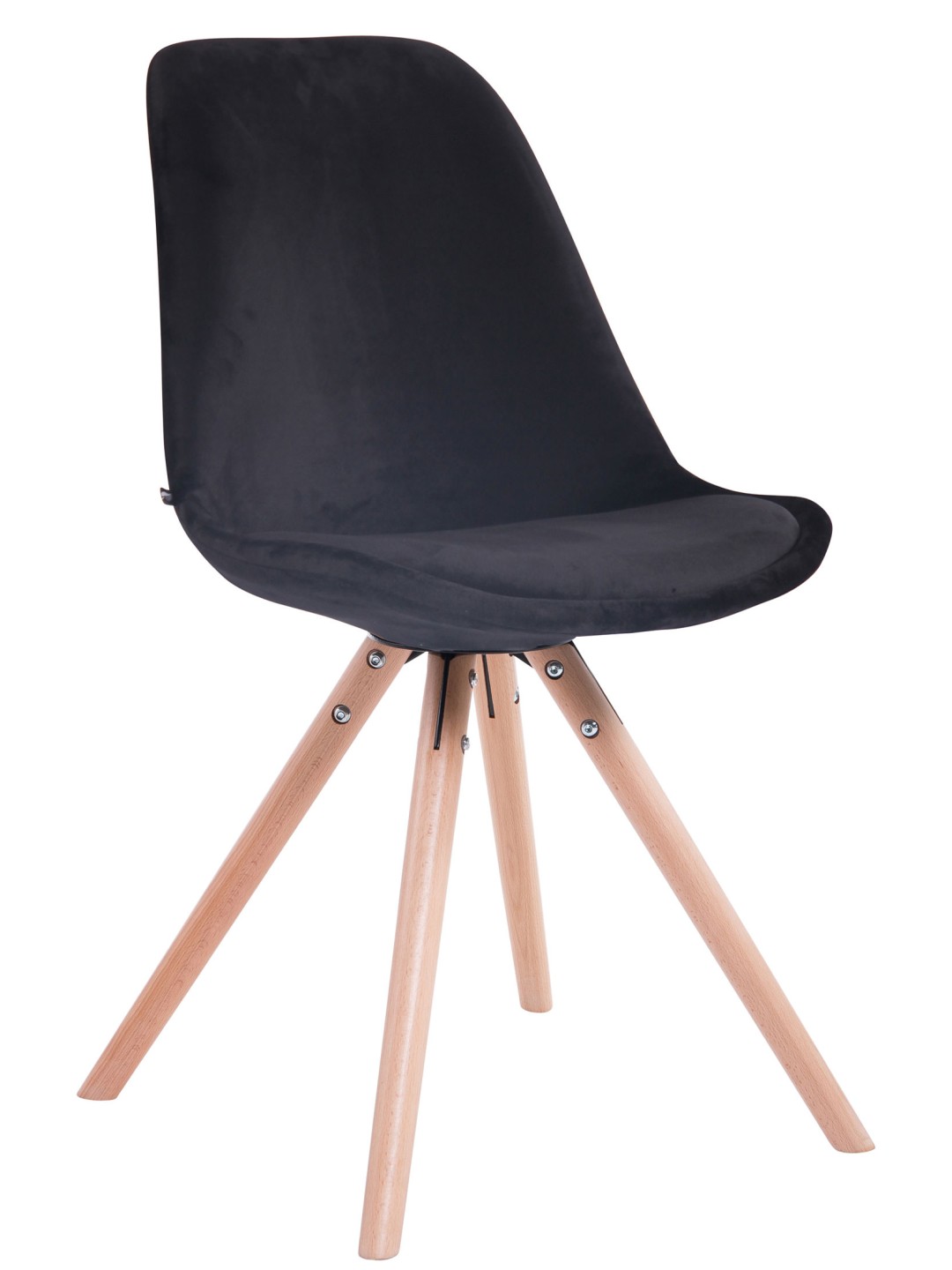 Silla de visita Toulouse terciopelo redonda natural, negro