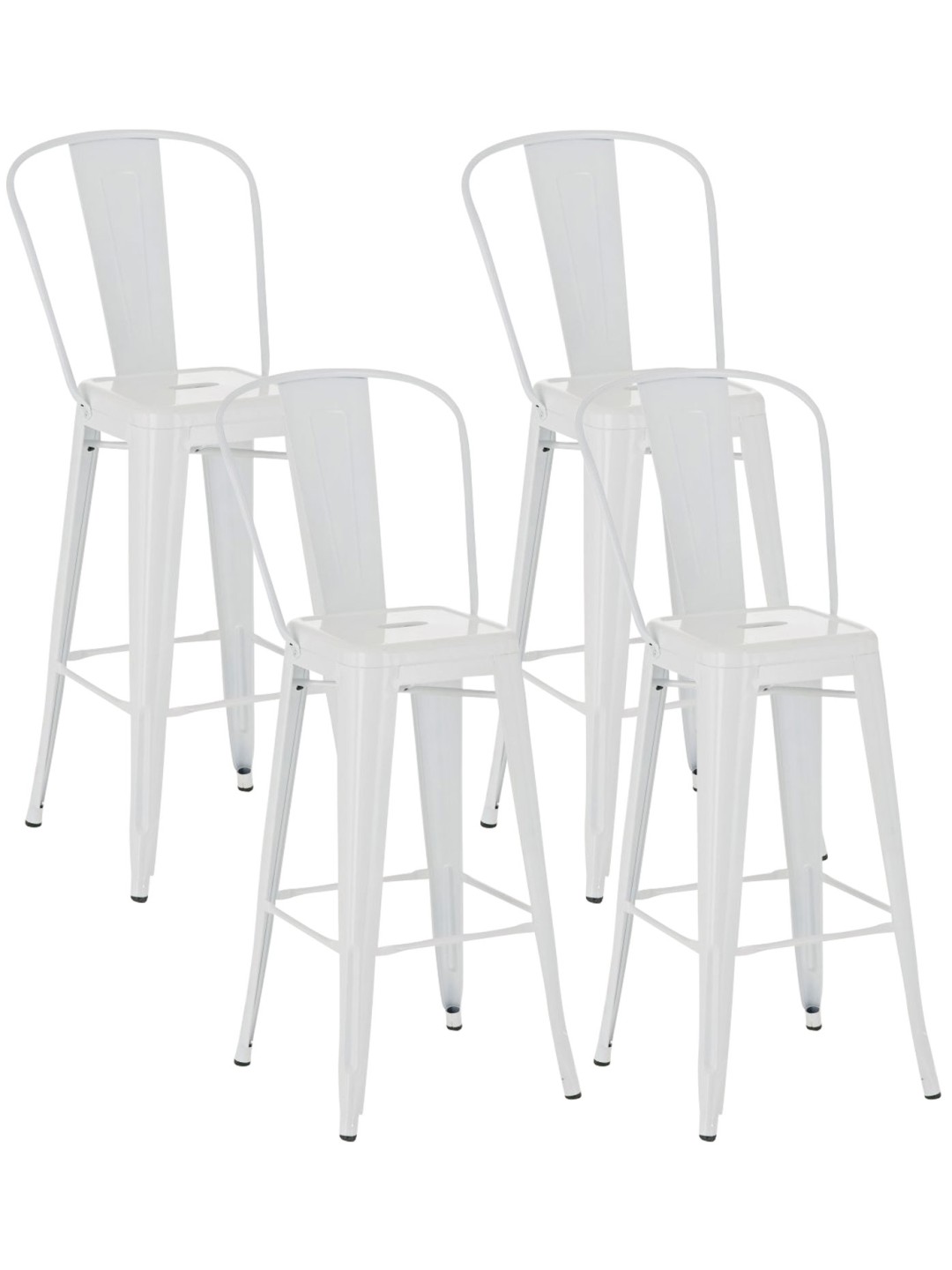 Juego de 4 taburetes de bar Aiden, blanco