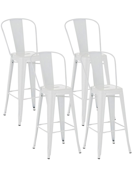 Juego de 4 taburetes de bar Aiden, blanco