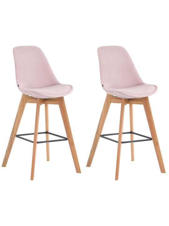 Juego de 2 taburetes de bar Metz terciopelo natural, rosa