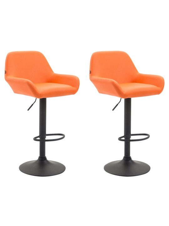 Juego de 2 taburetes de bar Braga piel sintética, naranja Juego de 2 taburetes de bar Braga piel sintética, naranja