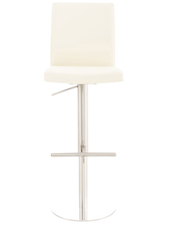 Taburete de bar Cadiz piel sintética acero inoxidable, crema