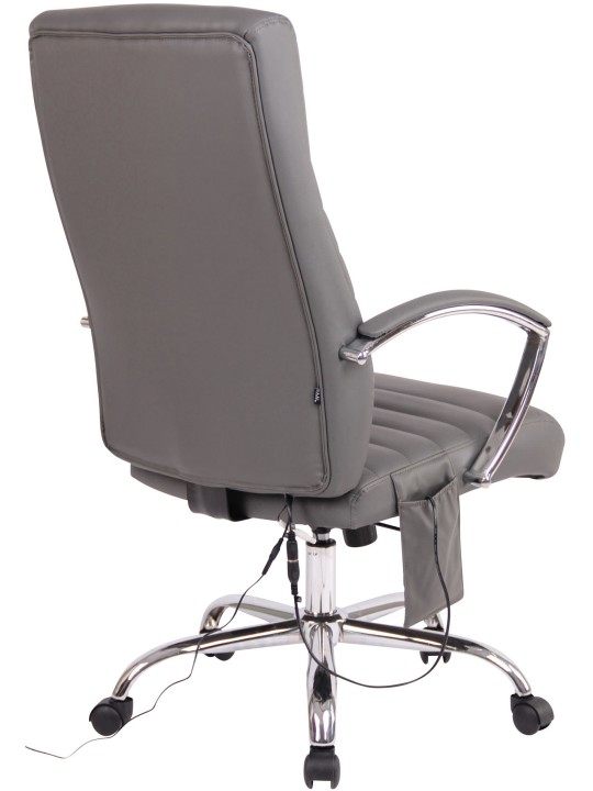 Silla de oficina Valais de piel sintética con función de masaje, gris
