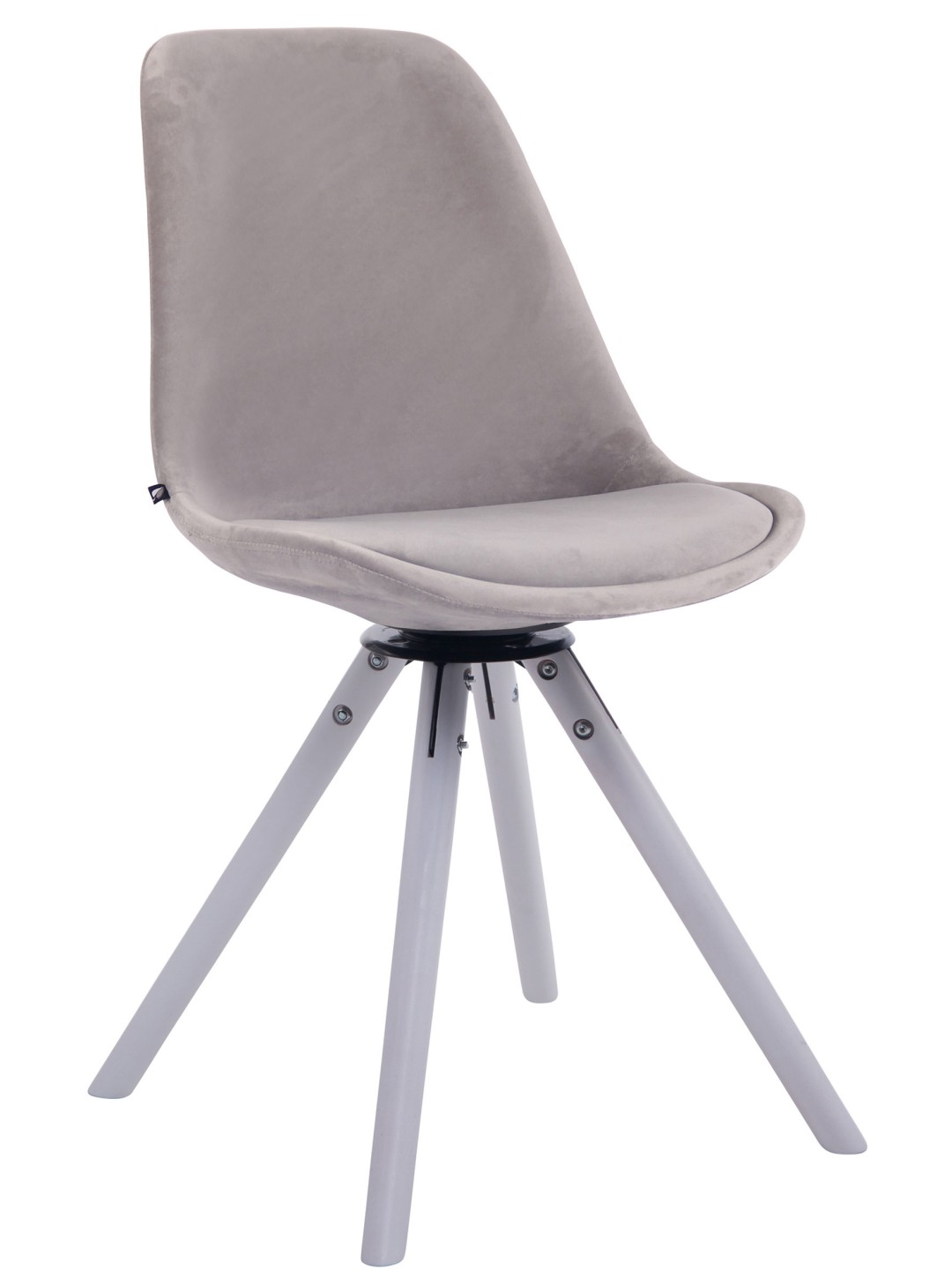 Silla de comedor redonda de terciopelo Troyes, gris