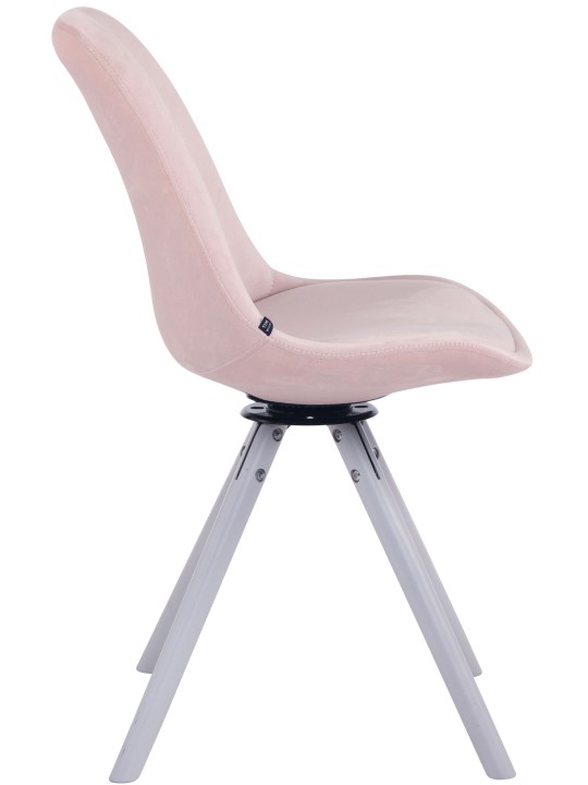 Silla de comedor redonda de terciopelo Troyes, rosa
