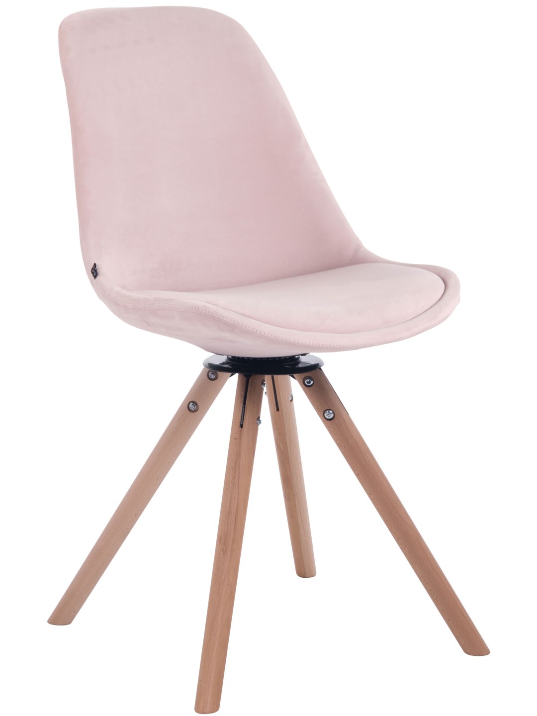 Silla de comedor Troyes terciopelo redonda natural, rosa