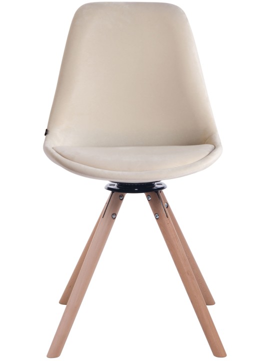 Silla de comedor Troyes terciopelo redonda natural, crema