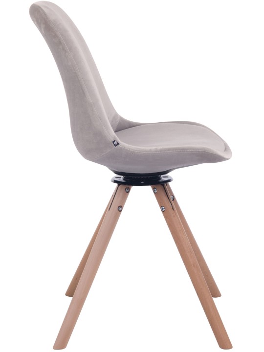Silla de comedor Troyes terciopelo redonda natural, gris