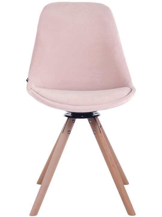 Silla de comedor Troyes terciopelo redonda natural, rosa
