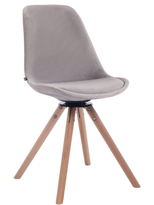 Silla de comedor Troyes terciopelo redonda natural, gris
