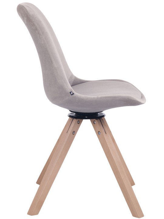 Silla de comedor Troyes cuadrada de terciopelo natural, gris