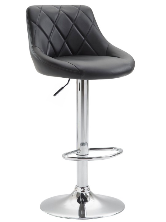 Taburete de bar Lazio piel sintética cromado, negro