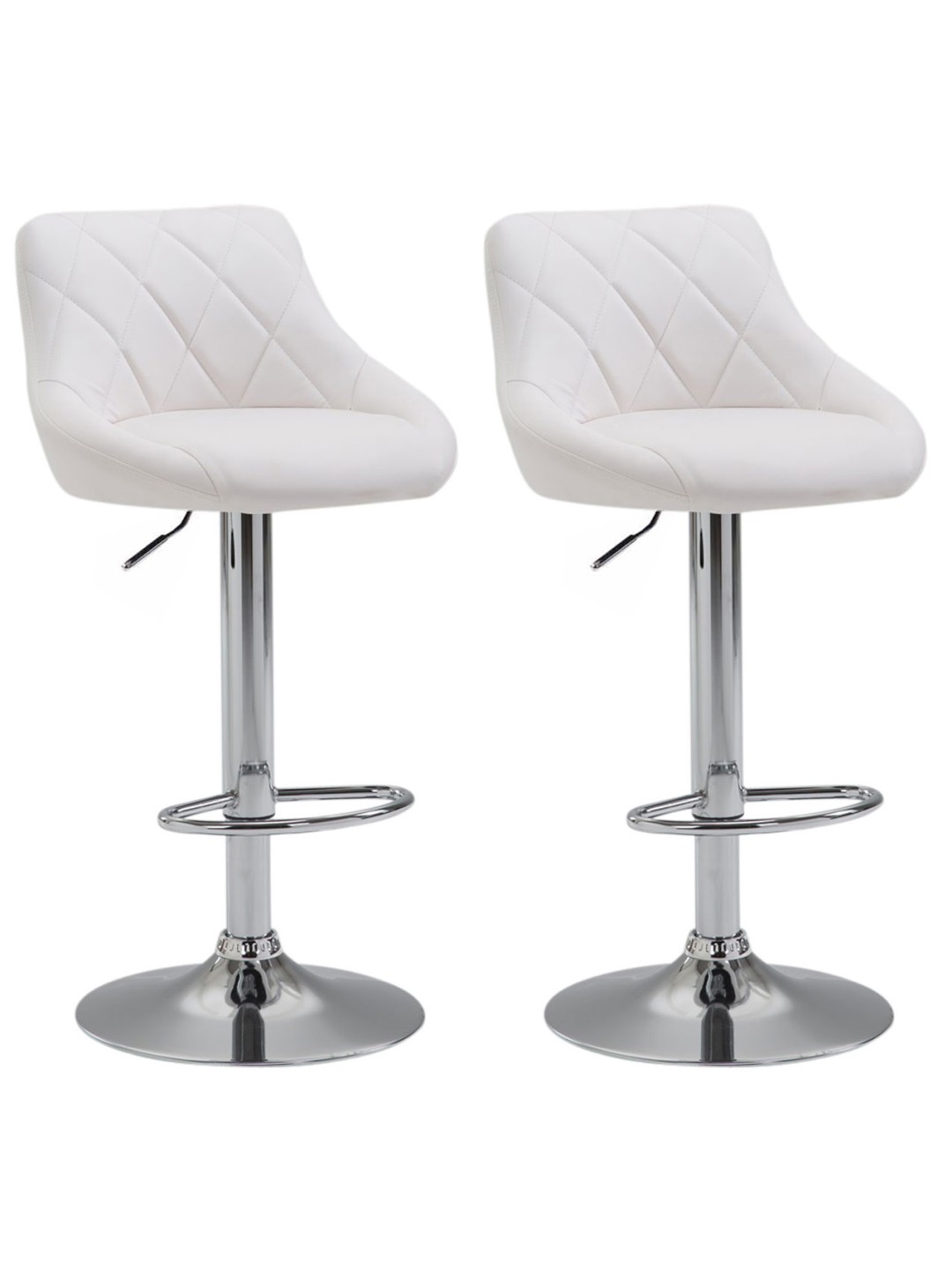 Juego de 2 taburetes de bar Lazio piel sintética C, blanco