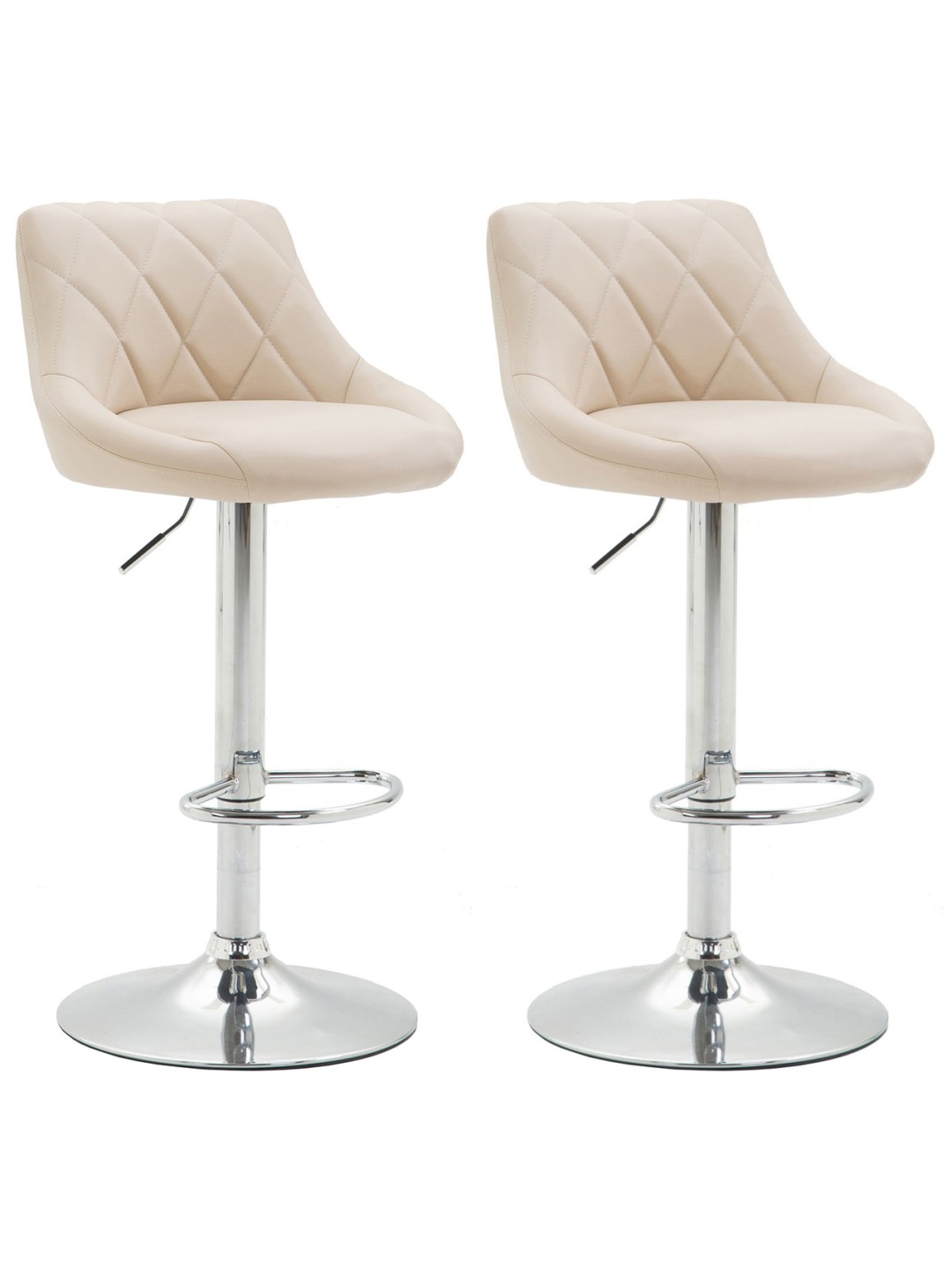 Juego de 2 taburetes de bar Lazio piel sintética C, crema