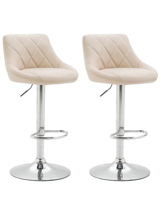 Juego de 2 taburetes de bar Lazio piel sintética C, crema