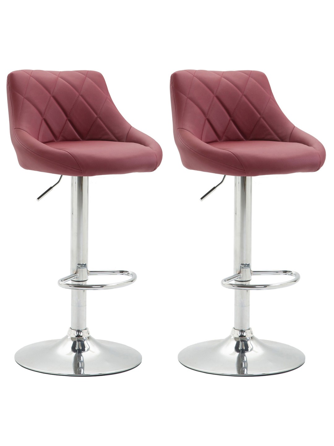 Juego de 2 taburetes de bar Lazio piel sintética C, burdeos