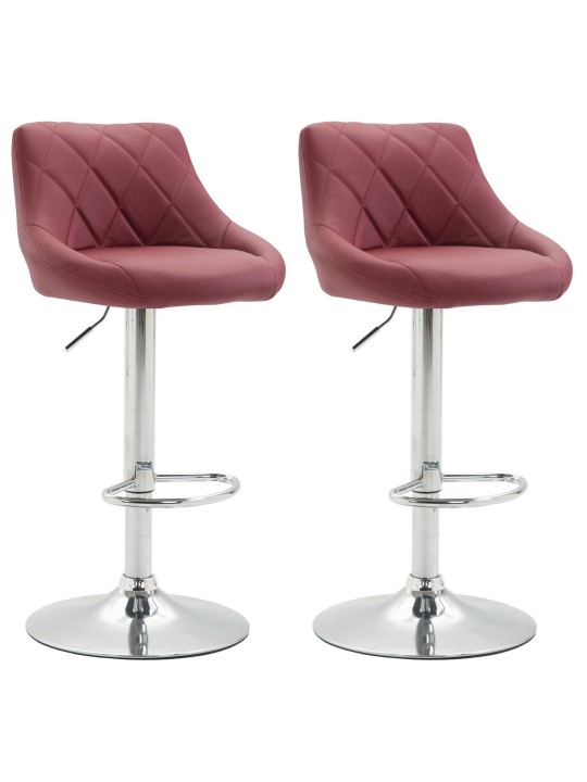 Juego de 2 taburetes de bar Lazio piel sintética C, burdeos Juego de 2 taburetes de bar Lazio piel sintética C, burdeos
