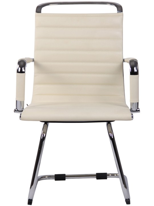 Silla de visita Balve símil piel, crema