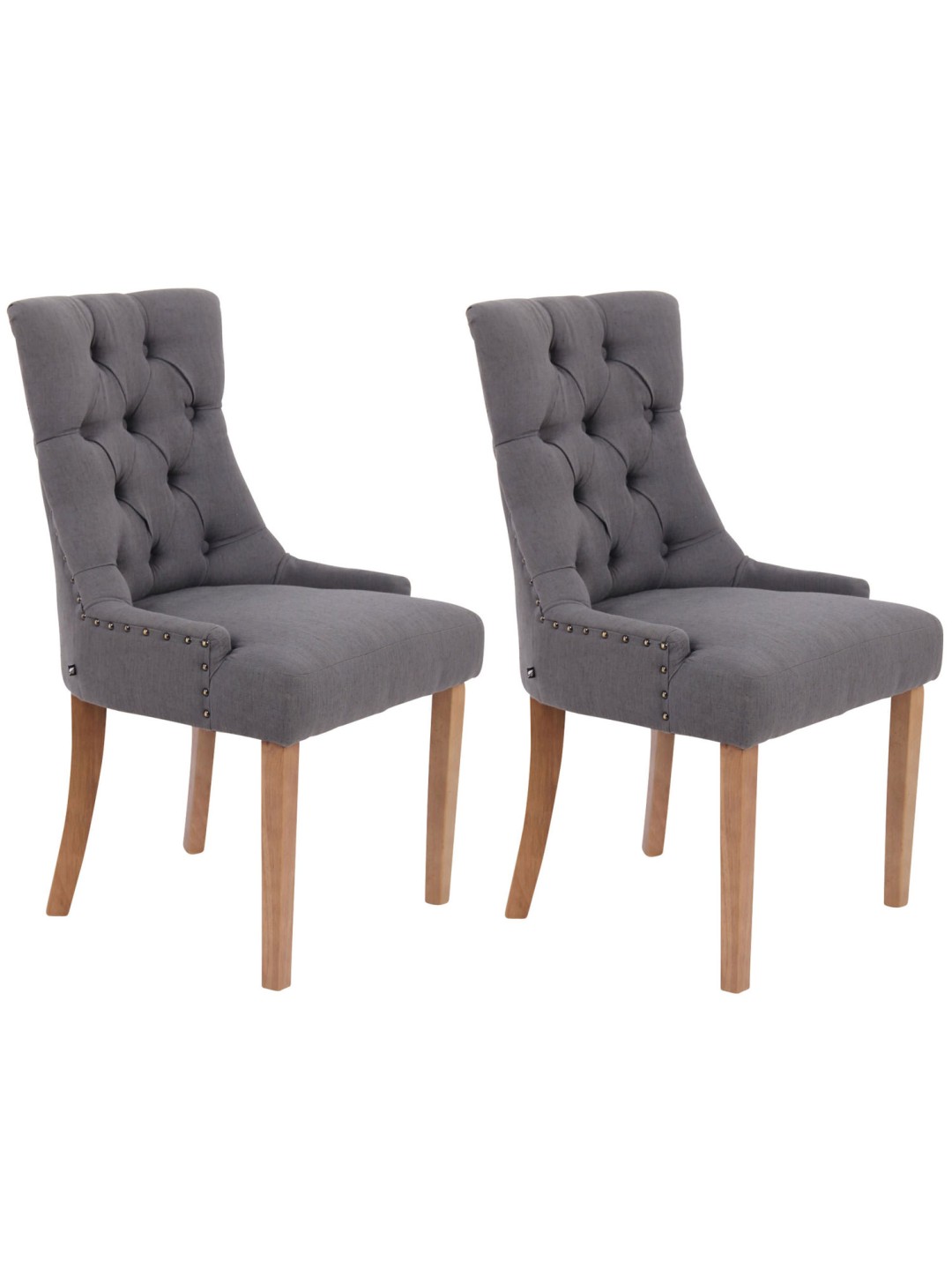 Juego de 2 sillas de comedor Aberdeen tela antiguo-claro, gris oscuro