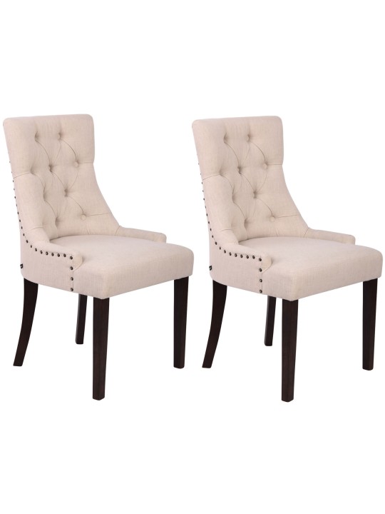 Juego de 2 sillas de comedor Aberdeen tela antigua, crema