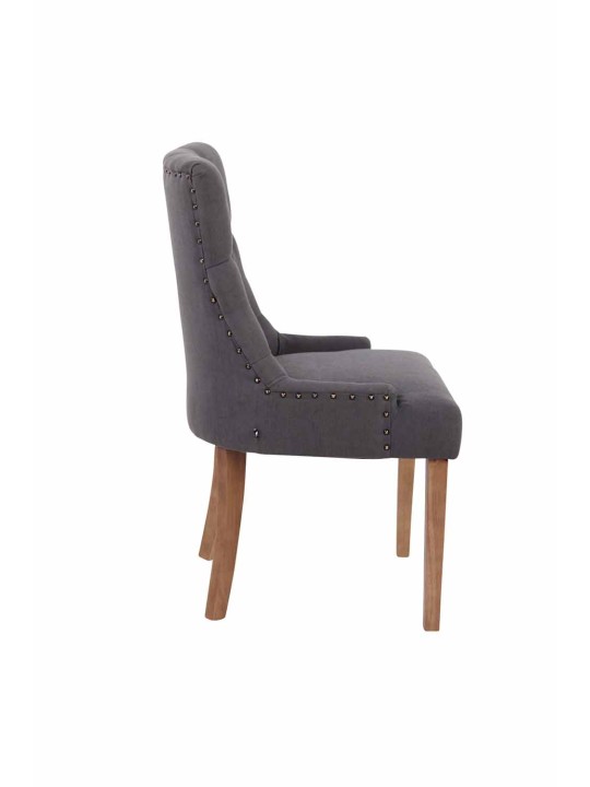 Juego de 2 sillas de comedor Aberdeen tela antiguo-claro, gris oscuro