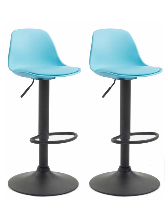 Juego de 2 taburetes de bar Kiel plástico, azul
