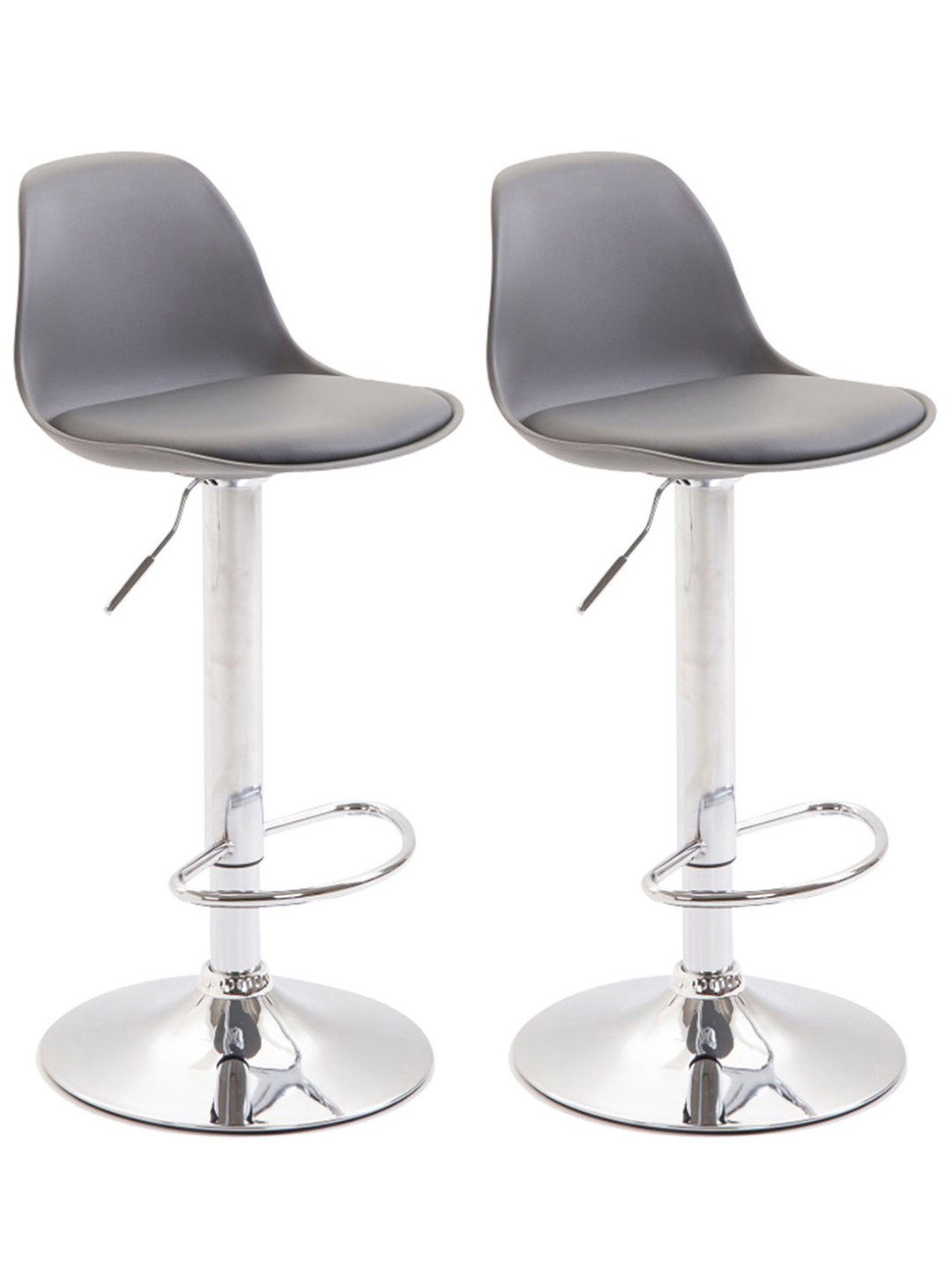Juego de 2 taburetes de bar Kiel plástico cromado, gris