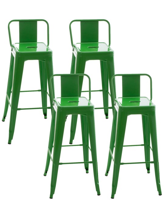 Juego de 4 taburetes de bar Mason, verde