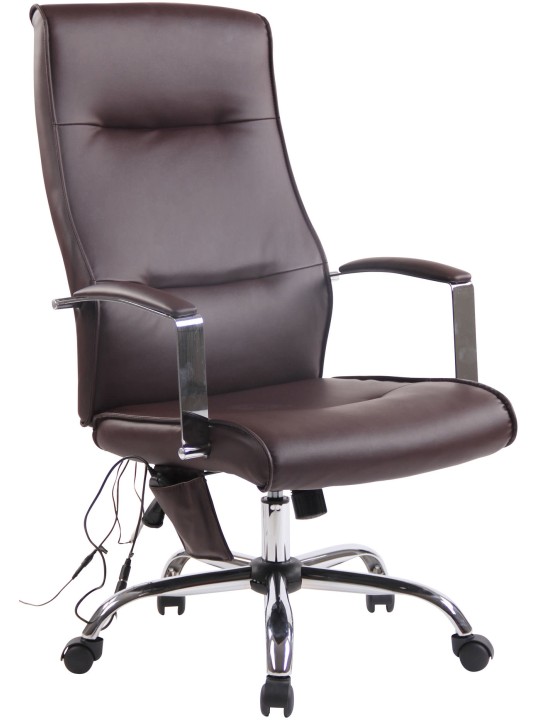 Silla de oficina Portland de piel sintética con función de masaje, marrón