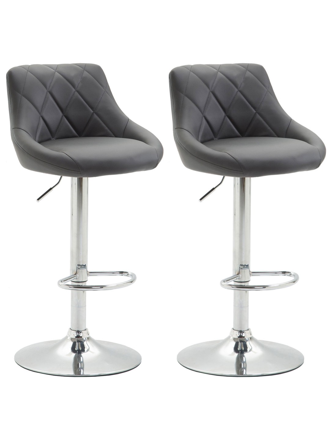 Juego de 2 taburetes de bar Lazio piel sintética C, gris
