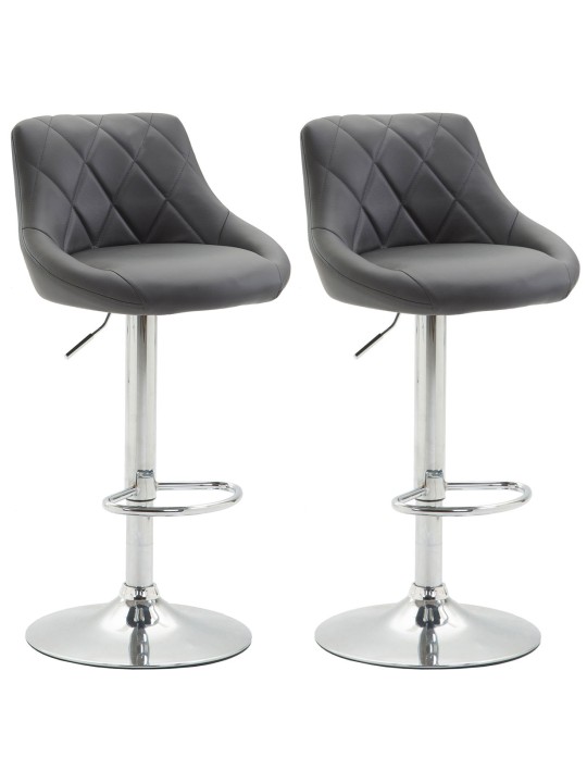 Juego de 2 taburetes de bar Lazio piel sintética C, gris Juego de 2 taburetes de bar Lazio piel sintética C, gris